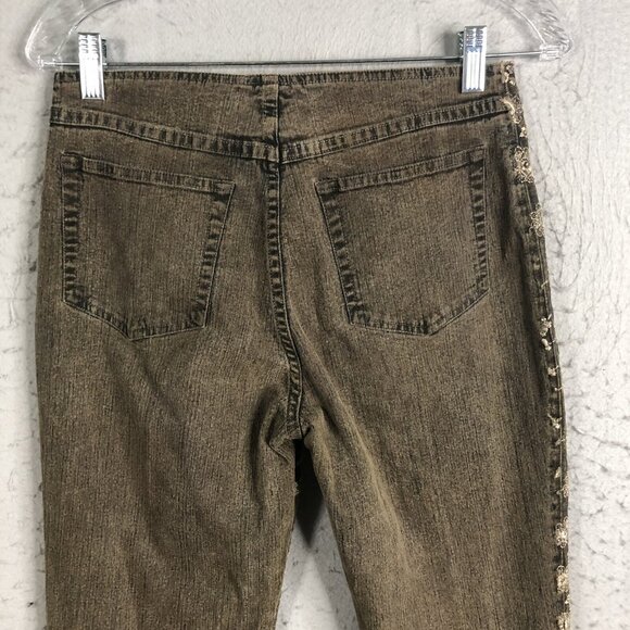 Y2K Vena Jeans Womens 4 Gray All Over Embroidery Boho Retro 70s Artsy - Picture 14 of 16
